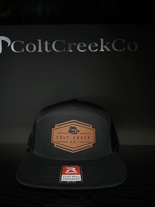 OG Colt Creek Co. Black Leather Patch Flat Bill