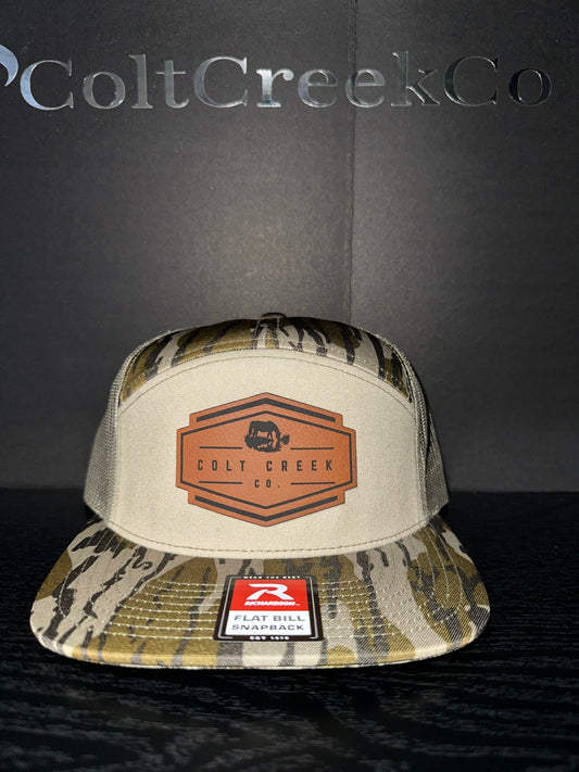 OG Colt Creek Co. Bottomland Camo Leather Patch Flat Bill