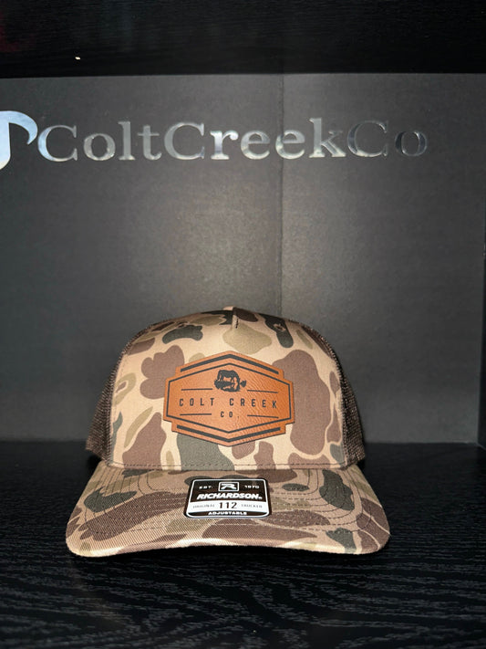 OG Colt Creek Co. Bark Camo Leather Patch Trucker